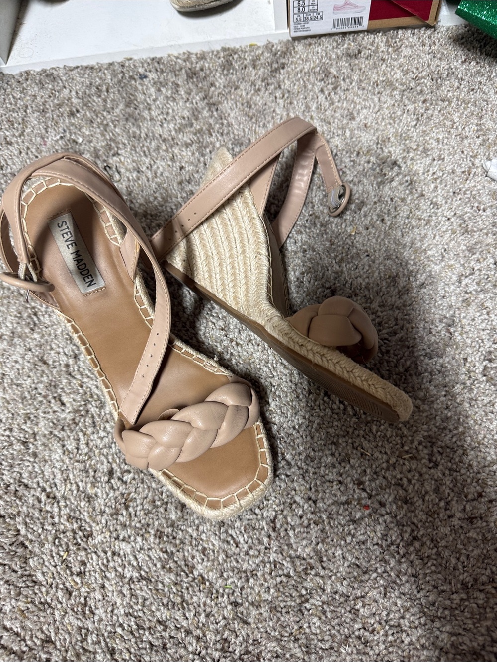 Steve Madden Beige Braided Espadrille Wedge Sandals